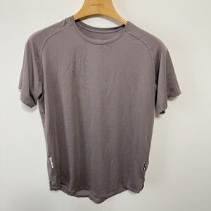 ASRV Shirt Mens L DSG-0164 Silver-Lite Polygiene Raglan Curved Hem Athletic Brwn